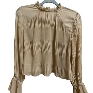Zara Tan Pleated Blouse